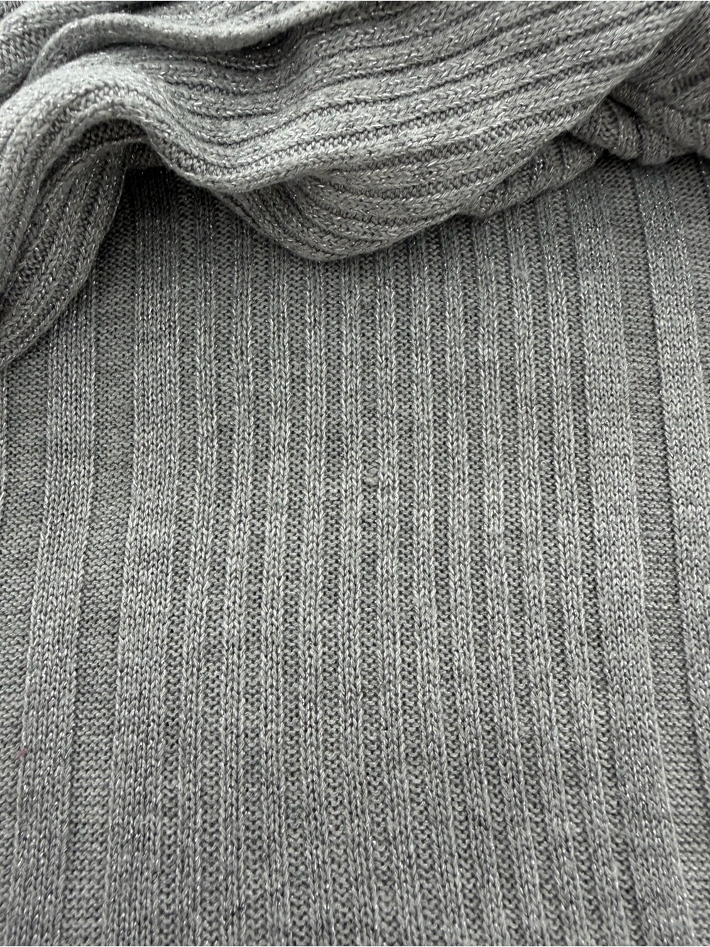 Joseph A Silver Gray Ribbed Cowl Neck Sweater XL Metallic - Picture 10 of 11